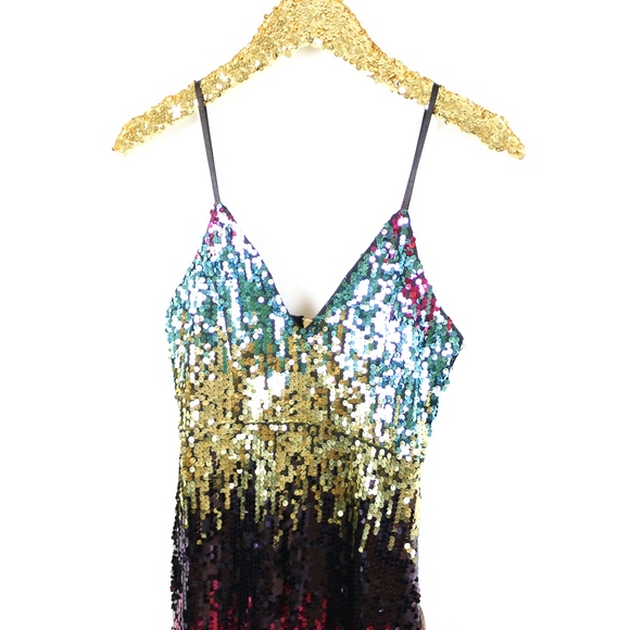 Multicolor Pink Bodycon Sequin Cocktail Dress - Picture 7 of 8